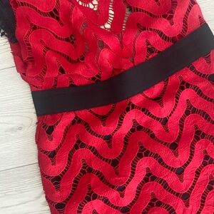 beautiful red and black lace evening dress